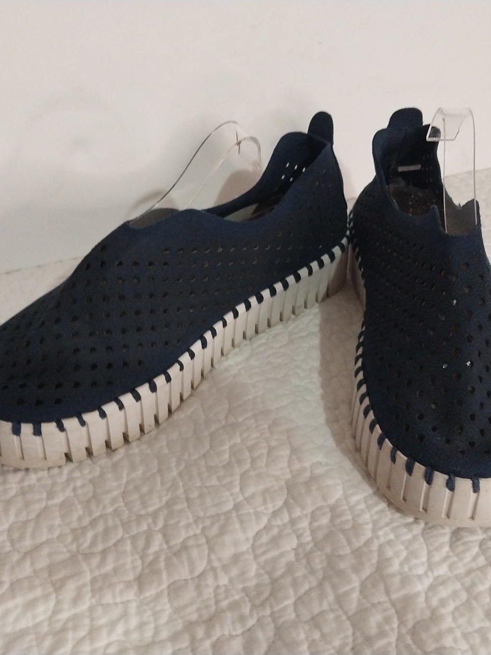 Ilse Jacobsen Navy Perforated Slip-On Sneakers Women's 8.5/9 - Picture 5 of 12